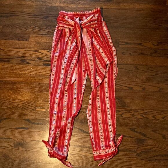 Simplee Small Trouser Pant Front Wrap Tie Pockets Long Slit Sides with Hem Tie - Picture 1 of 6